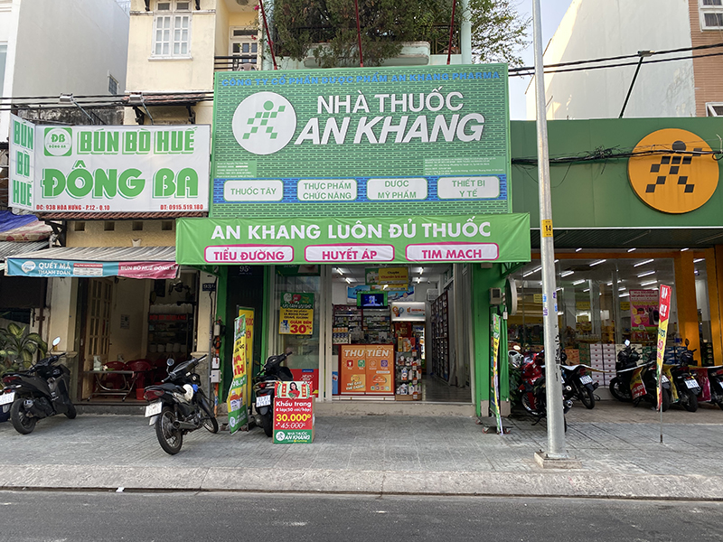 Nhà thuốc An Khang tại 95C Đường Hòa Hưng, Phường 12, Quận 10, TP. Hồ Chí Minh (Ngay Bách hóa XANH Cách ngã ba CMT8-Hòa Hưng 300m)